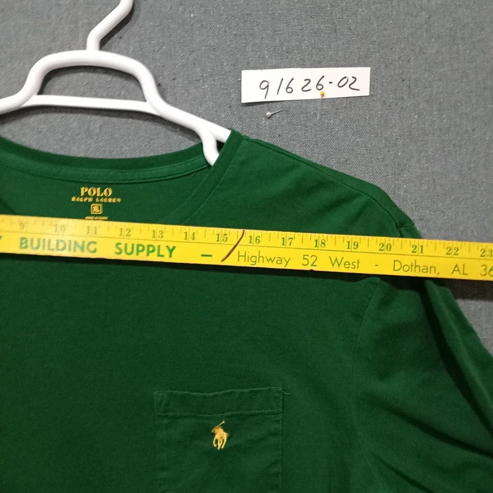 Polo Ralph Lauren Mens XL Green Long Sleeve Pocket T-Shirt Yellow Pony Logo